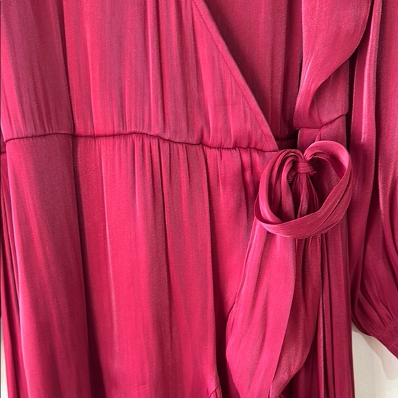 Lauren Conrad Dress Burgundy Boho Wrap Long Sleeve High Low in Size L NWT - Picture 6 of 13